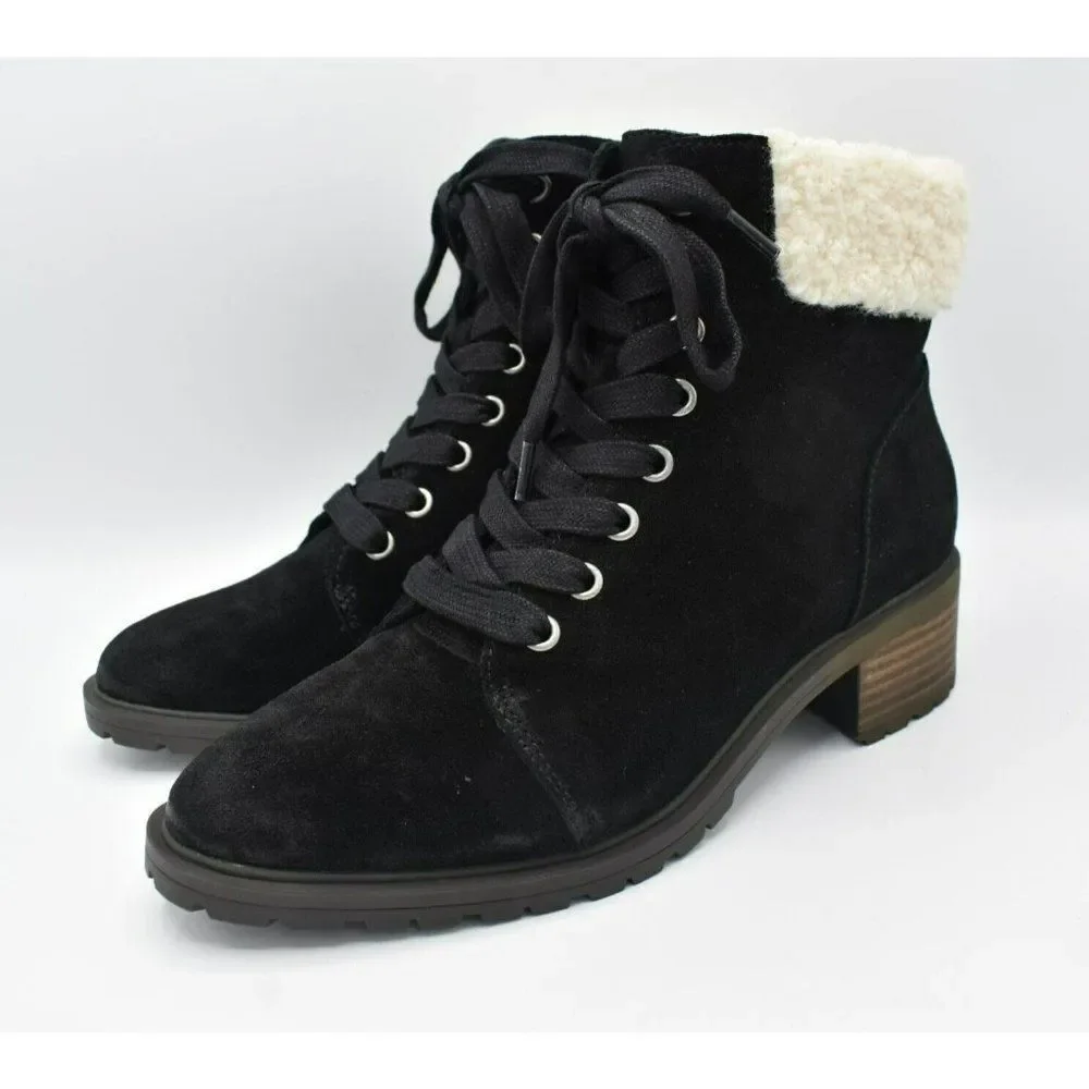 Lucky Brand Womens‎ Size 8.5 Jacenia Shearling Suede Black Fashion Winter Boots